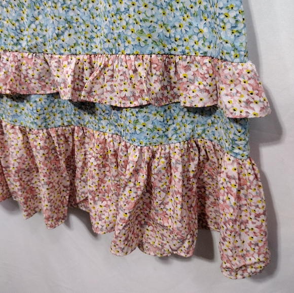 Shein Colorblock Floral Babydoll Dress Women's M Multicolor Artsy Cottagecore - Picture 4 of 9